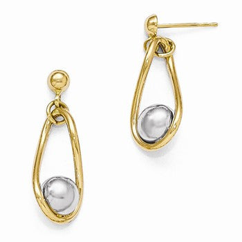 14k Two-tone Polished Post Dangle Earrings