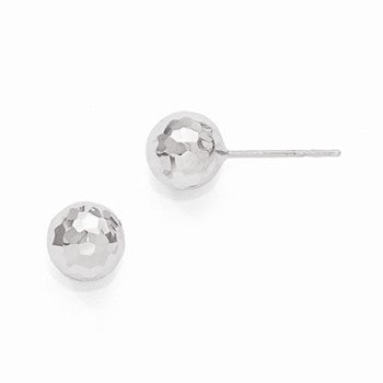 14k White Gold Polished Faceted Post Earrings