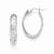 14k White Gold Polished w/Laser Design Oval Hoop Earrings