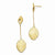 14k Yellow Gold Brushed & Textured Post Dangle Earrings