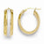 White Rhodium Plated 14k Yellow Gold Polished Brushed Hoop Earrings