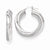 14k White Gold Polished Glitter Infused Hoop Earrings