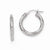 14k White Gold Textured & Polished Hoop Earrings