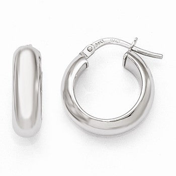 14k White Polished Hoop Earrings