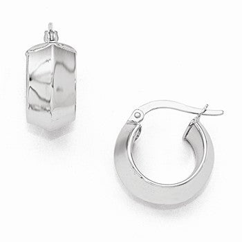 14k White Gold Polished Hoop Earrings