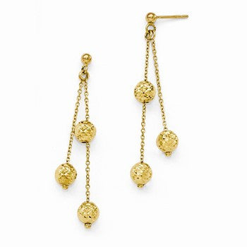 14k Yellow Gold Diamond-Cut Earrings