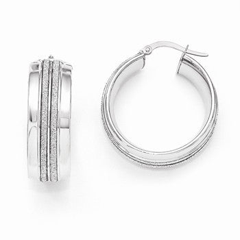 14k White Gold Glitter Infused Hoop Earrings