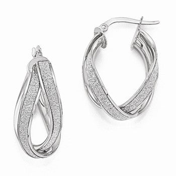 14k White Gold Glitter Infused Double Twist Earrings