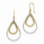 14k Two-tone Polished Diamond-cut Teardrop Dangle Earrings