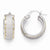 14k White Gold Polished Diamond-cut Brushed Small Hoop Earrings