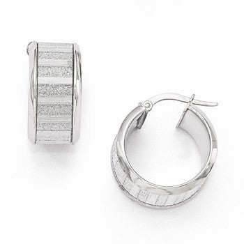 14k White Gold Glitter Infused Hoop Earrings