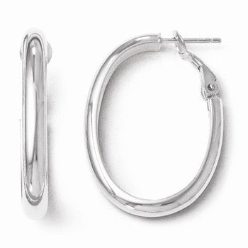 14k White Gold Polished Oval Hoop Earrings