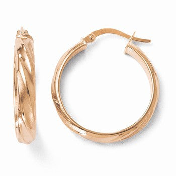 14k Rose Gold Polished & Satin Hoop Earrings