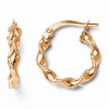 14k Rose Gold Twisted Hoop Earrings