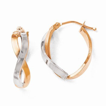 14k Rose Gold Two-tone Polished Hinged Hoop Earrings