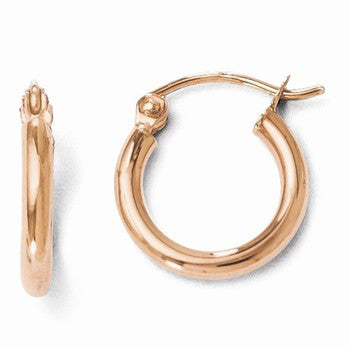 14k Rose Gold 2mm Polished Hoop Earrings