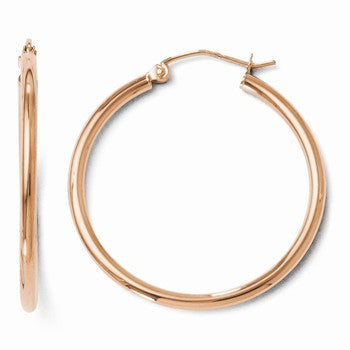 14k Rose Gold 2mm Polished Hoop Earrings