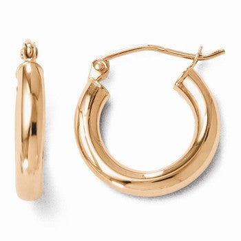 14k Rose Gold 3mm Polished Hoop Earrings