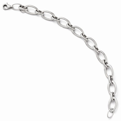 14K White Gold Polished Link Bracelet