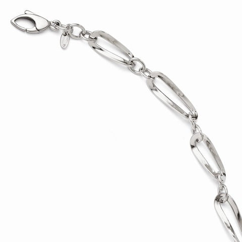 14K White Gold Polished Fancy Link Bracelet