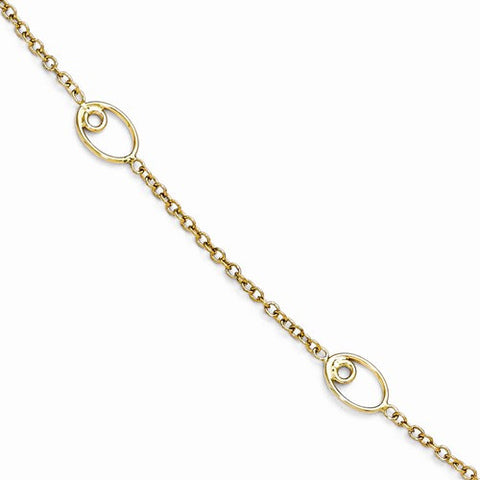 14K Yellow Gold Polished Anklet Bracelet