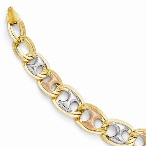 14K with White and Rose Rhoudium-Plated Bracelet