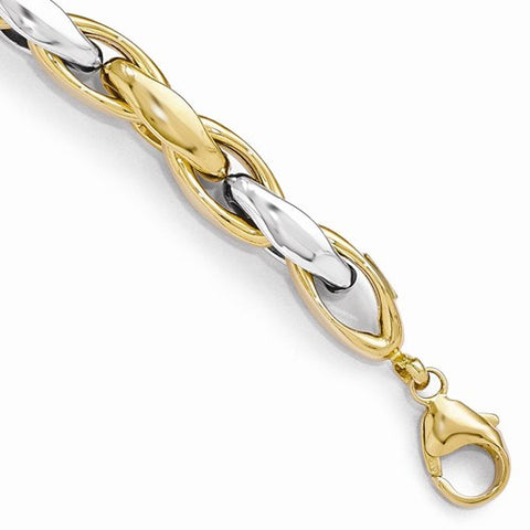 14K White and Yellow Gold Polished Fancy Link Bracelet