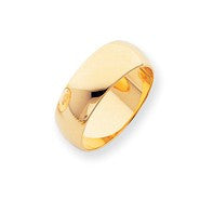 14k Yellow Gold 8mm Half-Round Featherweight Wedding Band