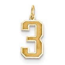 14k Gold Medium Satin Number 3 Charm hide-image