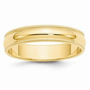 14k Yellow Gold 5mm Milgrain Half Round Wedding Band