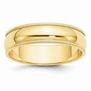 14k Yellow Gold 6mm Milgrain Half Round Wedding Band