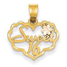 14k Gold Two-tone Sweet 16 Heart Charm hide-image