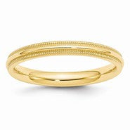 14k Yellow Gold 3mm Milgrain Comfort Fit Wedding Band