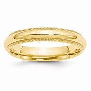 14k Yellow Gold 4mm Milgrain Comfort Fit Wedding Band