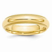 14k Yellow Gold 5mm Milgrain Comfort Wedding Band