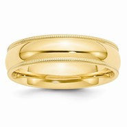 14k Yellow Gold 6mm Milgrain Comfort Wedding Band