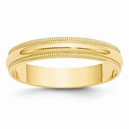 14k Yellow Gold 4mm Lightweight Milgrain Half Round Wedding Band