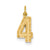Casted Medium Diamond Cut Number 4 Charm in 14k Yellow Gold