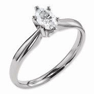 14k White Gold 6x4mm Oval Solitaire Moissanite Ring