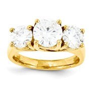 14k Yellow Gold 7.5mm/6mm Round Three Stone Ring