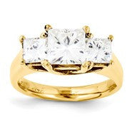 14k Yellow Gold 6.5mm/4.5mm Square Three Stone Ring