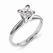 14k White Gold Forever Brilliant 4.5mm Square Solitaire Ring