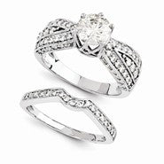 14k White Gold Forever Brilliant Wedding set, Size 7, Jewelry Ring