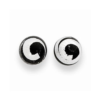 Sterling Silver Black Silver Color Murano Glass Earrings