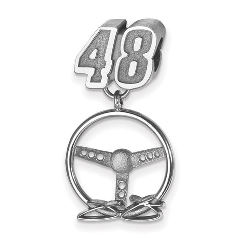 Sterling Silver Antiqued LogoArt Sport,NASCAR #48 Jimmie Johnson Dangle Steering Wheel Bead