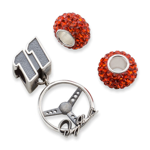 Sterling Silver Two Orange Crystal Beads,with 11 Bead & Steering Wheel Set