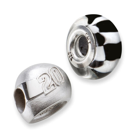 Sterling Silver LogoArt Sport,NASCAR #5 Erik Jones Glass Helmet Bead Set