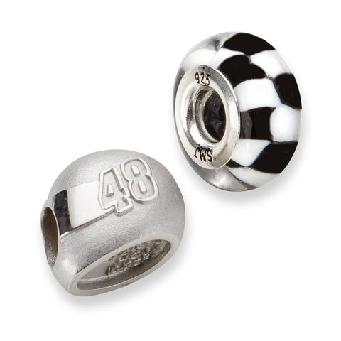 Sterling Silver LogoArt Sport,NASCAR #48 Jimmie Johnson Glass Helmet Bead Set