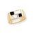 14k Yellow Gold Onyx, Mother of Pearl & Diamond Mens Ring