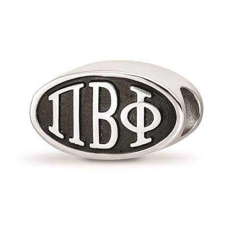 Sterling Silver LogoArt 15.25Mm Pi Beta Phi Oval Letters Bead